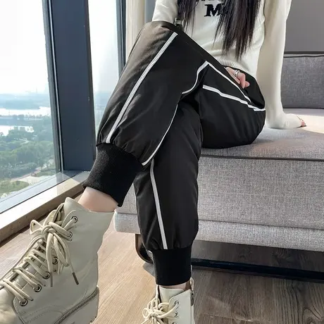 羽绒裤女外穿冬季2024新款宽松哈伦运动束脚休闲加绒加厚保暖棉裤商品大图