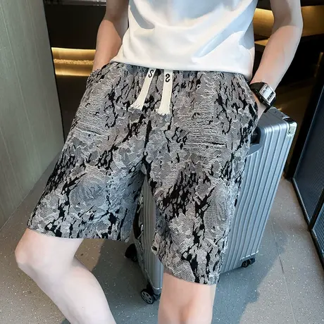 夏季时尚个性花色高级感男直筒五分短裤新款潮流夏天沙滩短裤卫裤商品大图