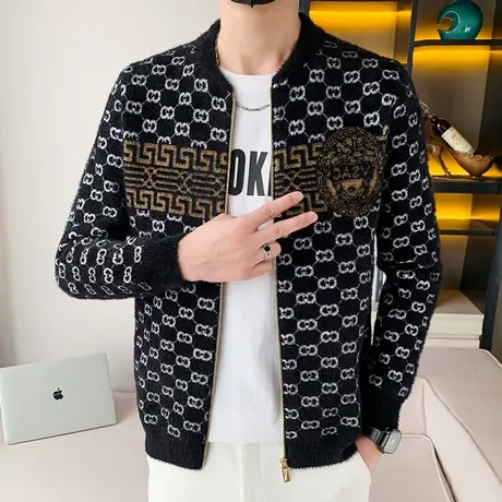 毛衣开衫男美式秋季新款复古轻奢休闲修身高级感外套男士薄针织衫商品大图