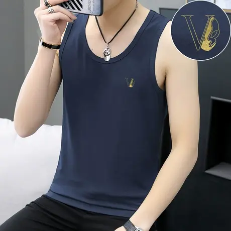 莫代尔夏季男士背心2024新款冰丝无袖t恤男外穿运动坎肩吊带健身商品大图