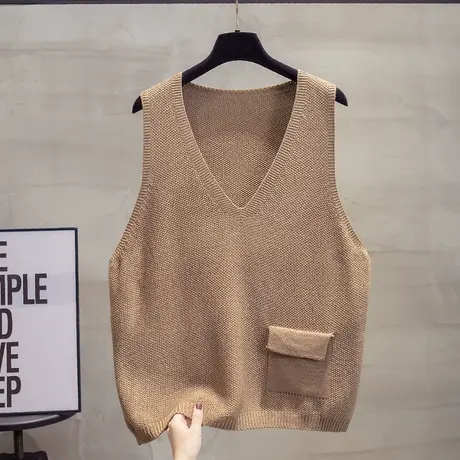 v领针织马甲背心女2023秋装新款宽松外穿马夹叠穿洋气毛衣坎肩潮商品大图