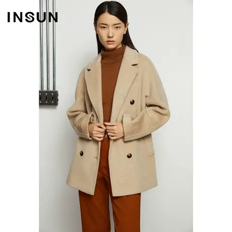 INSUN恩裳奥莱冬季复古垂坠感立体毛呢外套商品大图