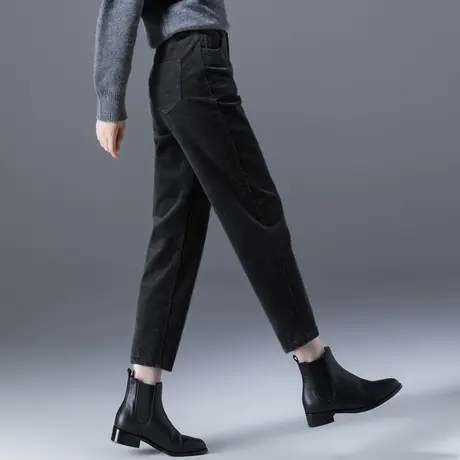 加绒灯芯绒裤女秋冬2024新款妈妈裤子条绒女裤休闲九分萝卜哈伦裤商品大图