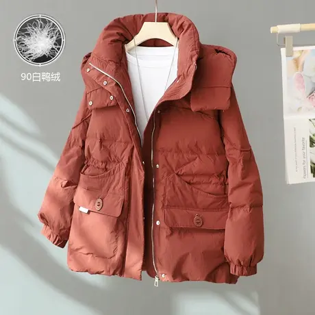 中长款羽绒服女小个子连帽时尚保暖外套2023年冬季新款宽松白鸭绒图片