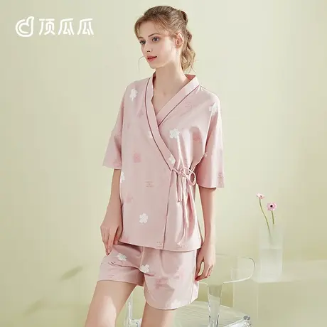 顶瓜瓜女士夏季棉质短袖日系家居服套装[折扣]商品大图