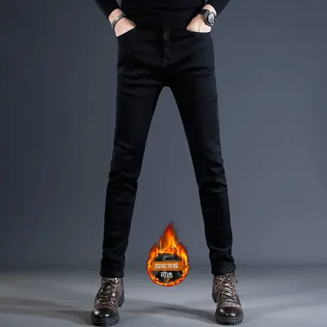 香港高端黑色牛仔裤男春秋季修身小脚2023新款弹力男士裤子春秋款商品大图