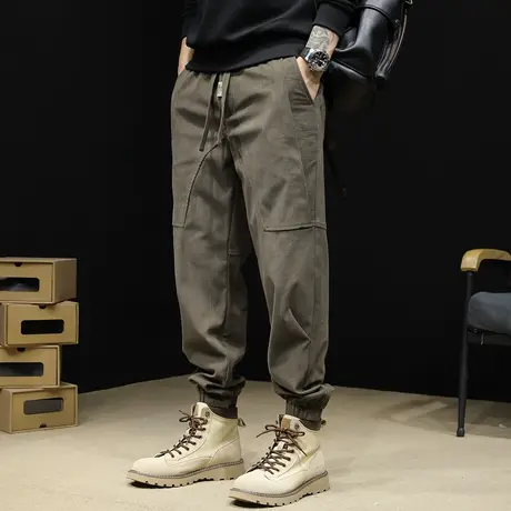 灯芯绒休闲裤男春季2024新款束脚裤男士裤子宽松大码春秋潮牌男裤商品大图