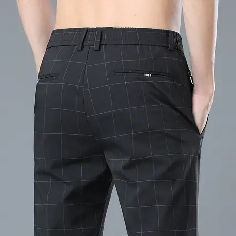 春夏季薄款格子西裤男士直筒宽松夏天休闲裤子男裤商务正装冰丝滑商品大图