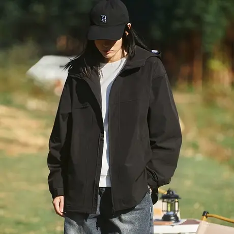 黑色冲锋衣外套男款春秋工装夹克休闲春装潮流潮牌青少年男生衣服商品大图