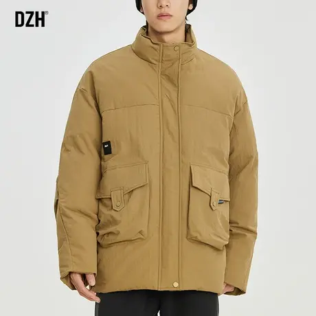男士卡其色工装立领棉服男款冬季加厚棉衣外套潮牌2023新款面包服商品大图