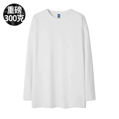 300g 日系复古美式重磅厚实纯棉OVERSIZE落肩宽松圆领长袖T恤男款商品大图