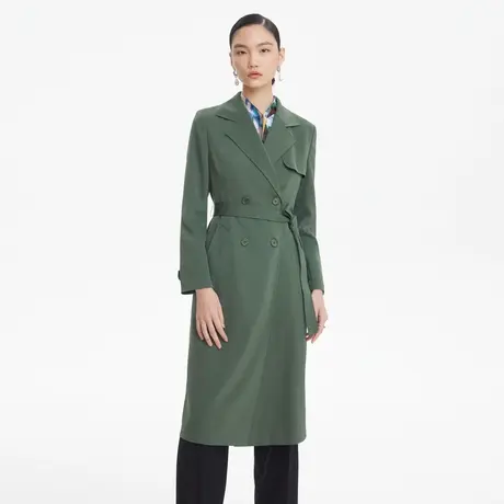 LANCY/朗姿俪雅秋季收腰双排扣中场款通勤风女式风衣商场同款奥莱图片