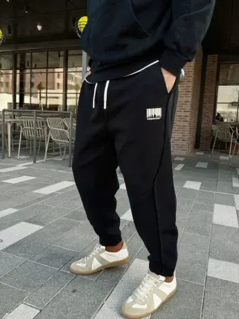 DAEVU冬新款加绒加厚弹力束脚潮胖子加肥加大码男士针织运动卫裤图片