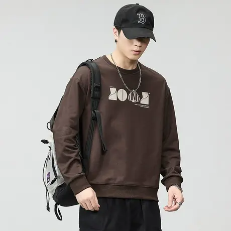 春秋款潮流卫衣圆领男士休闲卫衣宽松大码男士外穿长袖休闲卫衣图片