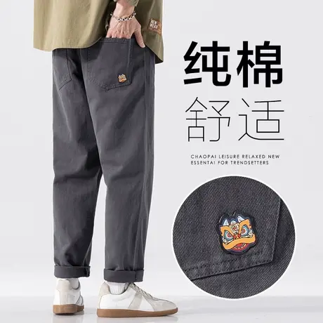 日系港风纯棉工装休闲长裤男士夏季薄款男裤子男生春秋款2023新款商品大图