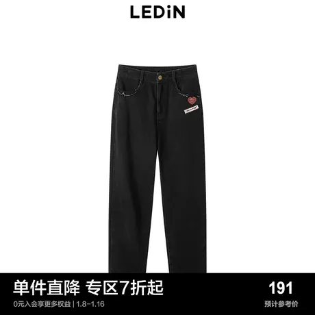 乐町发财花牛仔老爹裤春季直筒裤C1HAD1102商品大图