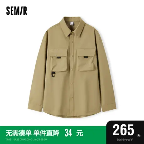 [商场同款]森马长袖衬衫男2024春季新款宽松户外工装上衣时尚翻领图片