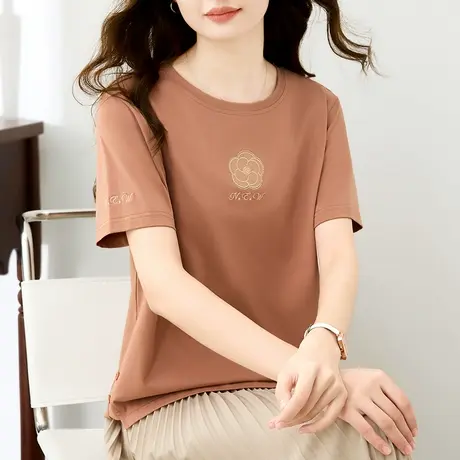 纯棉短袖t恤女夏2024年春夏新款时尚爆款上衣今年流行的漂亮体恤图片