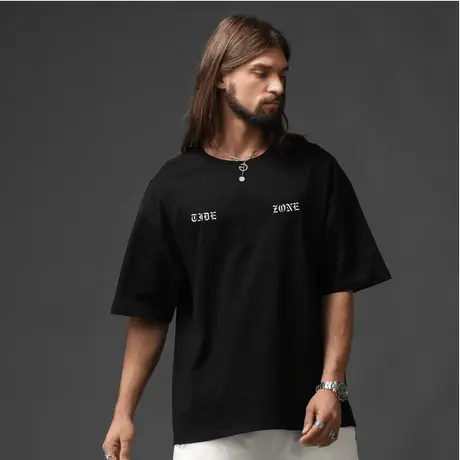 Ohlyah重磅字母简约短袖男ins潮牌美式t恤纯棉宽松大码学生半袖图片