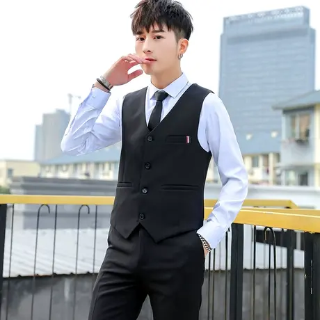 男士春秋季休闲西装马甲两件套韩版衬衫新郎结婚礼服团西服马夹潮商品大图