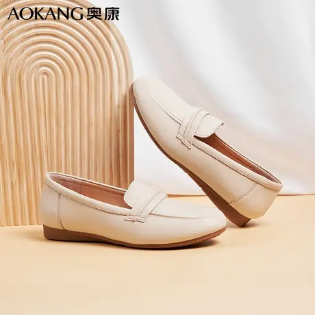 奥康妈妈鞋秋季款羊皮一脚蹬鞋子软底轻便单鞋舒适中老年皮鞋女商品大图