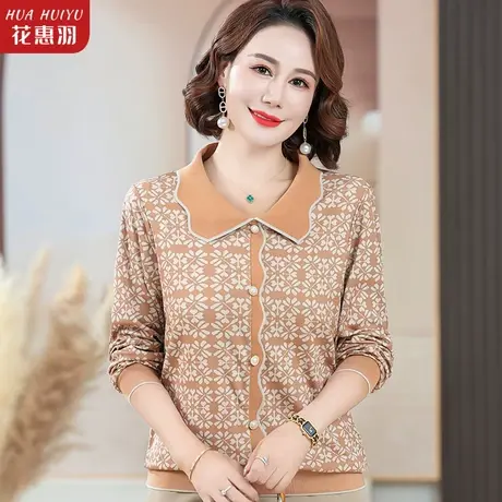 2023新款中老年女装秋装小衫中年妈妈春秋上衣针织打底纱袖针织衫图片