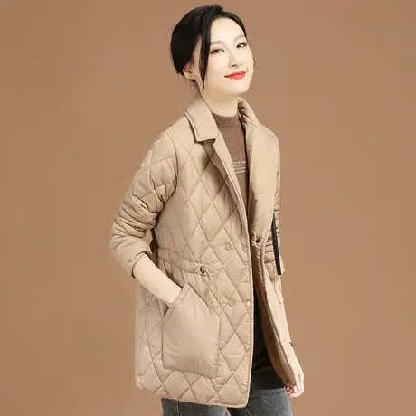 韩潮袭人西装领中长款棉衣外套女2023冬季新款棉袄棉服设计感小众图片