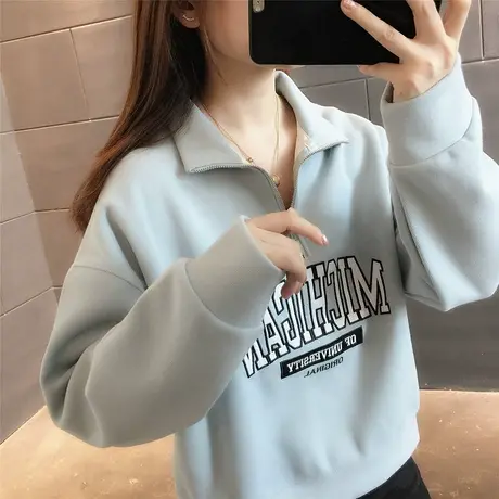 超火卫衣女秋款女装2023年新款早秋百搭套头宽松慵懒风外套上衣女图片