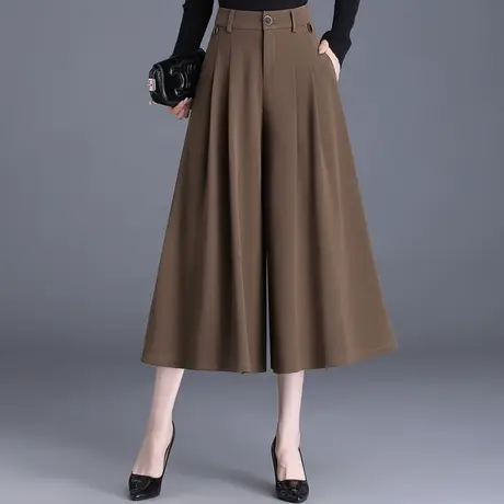时尚七分裙裤阔腿裤女秋季2023新款高腰垂感宽松休闲裤大脚裤裙潮商品大图