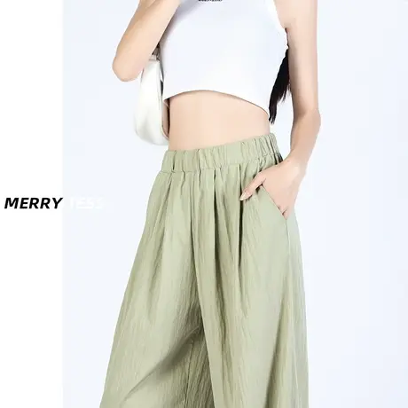 网红阔腿裤子女秋季薄宽松2023高腰垂感日系慵懒山本裤棉麻休闲裤商品大图