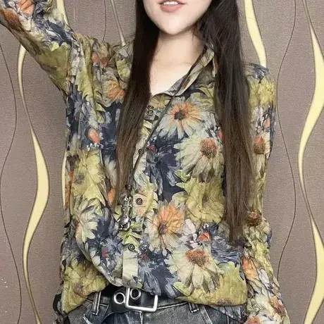 2023新款衬衣衬衫春秋上衣小衫夏季雪纺女装防晒衣防晒服外搭薄款商品大图