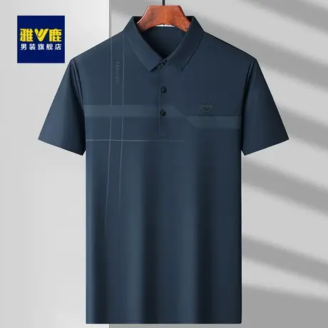 雅鹿爸爸夏装短袖50岁polo衫上衣服夏季印花薄款中老年人男士t恤商品大图