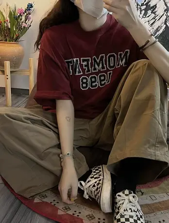 美式复古纯棉短袖t恤女夏季宽松小众设计感潮ins半袖oversize上衣图片