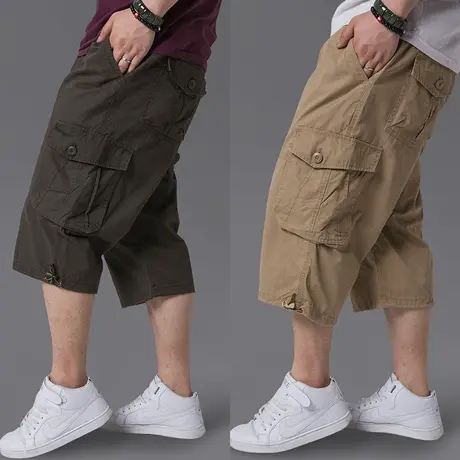 七分裤男款夏季宽松休闲男士短裤加肥加大男裤子外穿爸爸工装中裤商品大图