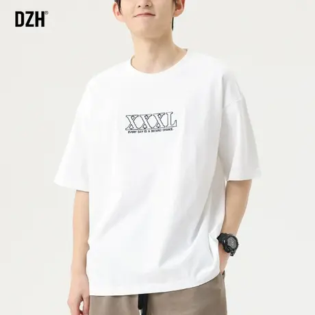 男生简约t恤男短袖美式潮牌基础版纯棉半袖上衣2023新款夏季薄款商品大图