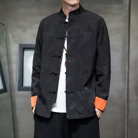 2023秋冬男上衣中国风冰丝盘扣中式唐装民族风潮汉服夹克外套男装商品大图