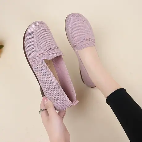 2022老北京布鞋女新款春夏透气飞织网面鞋浅口透气防滑老年妈妈鞋商品大图