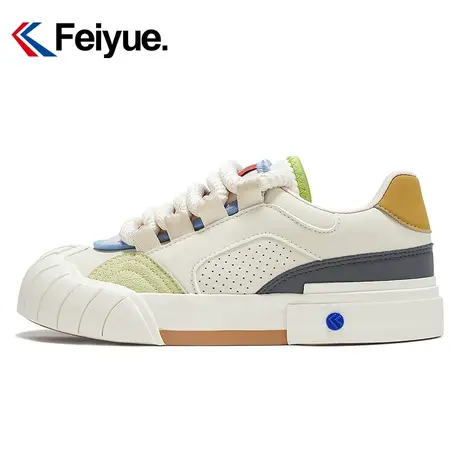 feiyue/飞跃拼色饼干鞋女生2024春季新款撞色百搭舒适休闲板鞋998图片