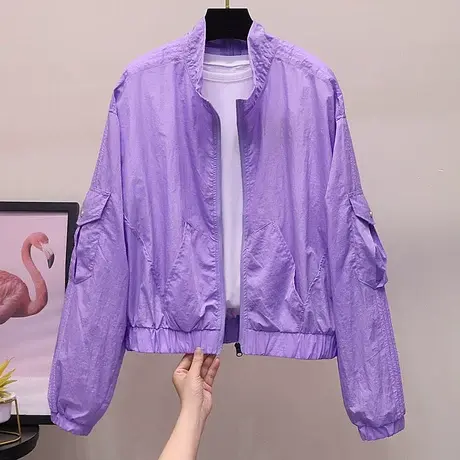 欧洲站新款防晒衣女2023夏季宽松休闲显瘦纯色百搭短款韩版外衣潮商品大图