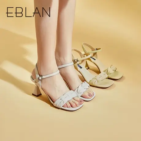 伊伴2023夏季女鞋编织外穿凉鞋时装凉鞋气质法式小凉鞋高跟凉鞋商品大图