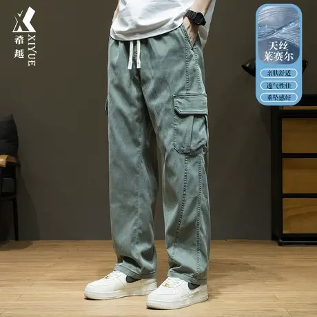天丝莱赛尔凉感直筒工装裤男2025夏季新款宽松大码美式复古休闲裤商品大图