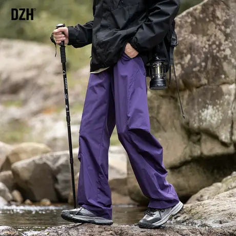 男士登山裤紫色裤子男款冲锋裤男防水防风美式工装裤弯刀裤伞兵裤商品大图