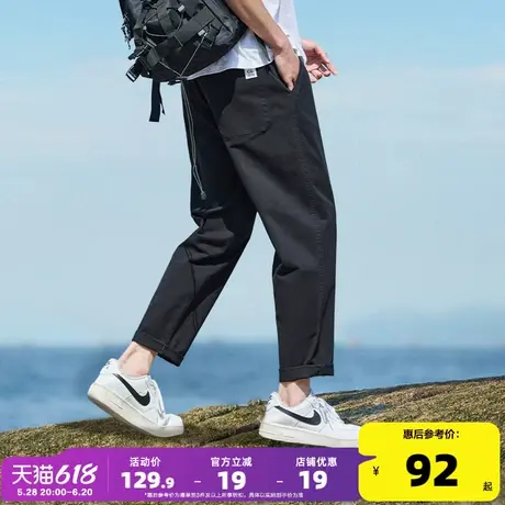 唐狮2025春秋季新款休闲裤宽松直筒工装裤子男生黑色修身潮牌商品大图