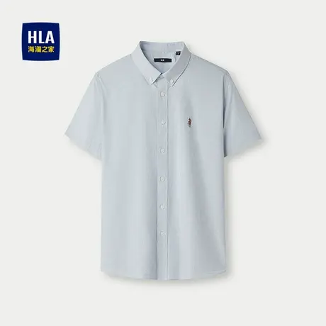 HLA/海澜之家撞色条纹短袖休闲衬衫25春夏新制扣领绣花简约上衣男商品大图