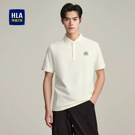 HLA/海澜之家艺术家联名POLO25春夏新翻领撞色刺绣珠地短袖T恤男商品大图