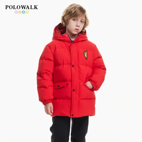 POLOWALK童装儿童羽绒服男童外套2024年新款冬装宝宝鸭绒保暖红色商品大图