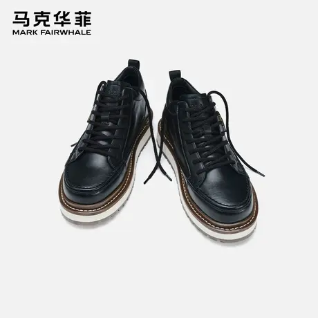 马克华菲男鞋2025新款真皮增高商务休闲皮鞋男复古低帮耐磨工装鞋商品大图