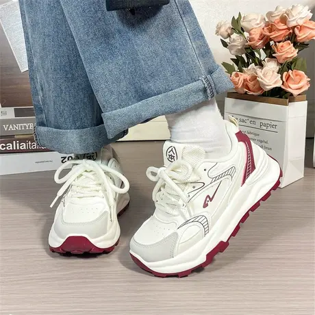 人本运动老爹鞋女2025新款夏季爆款轻便阿甘鞋时尚复古厚底女鞋子图片