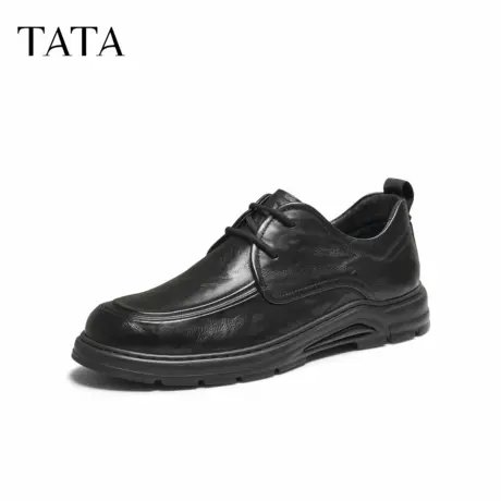 TATA他她皮鞋2025年秋舒适百搭休闲男鞋新款黑色厚底鞋子PGN02CM5商品大图