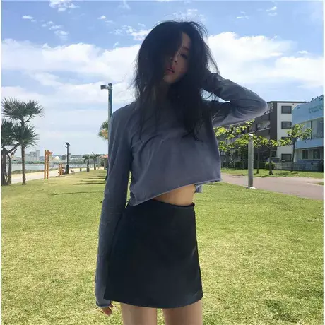 短款长袖上衣jazz跳舞服爵士舞蹈服女性感韩国女团同款嘻哈演出服图片